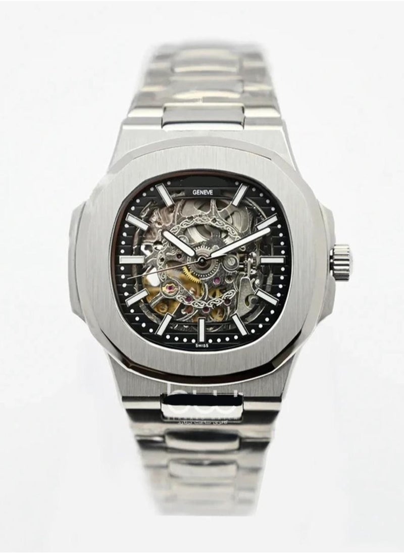 Generic - Men’s wristwatch with a precise Swiss movement, featuring a transparent dial that clearly showcases the inner gear mechanism, adding a touch of luxury and uniqueness. Comes with the original box and warranty. - Image 1