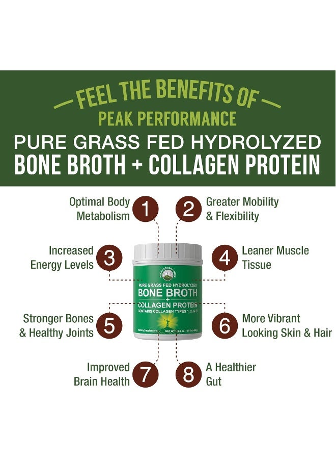 Peak Performance Hydrolyzed Bone Broth And Collagen Unflavored Protein Peptides Powder By - Image 2