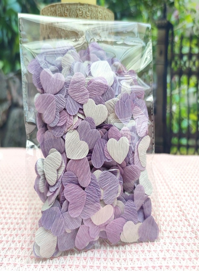 mybbshower Lilac White Crepe Paper 1 inch Heart Confetti for Table Decor Anniversary Violet Lavender Birthday Wedding Bridal Shower Girls Women Party Decorations 1000 Count - Image 2