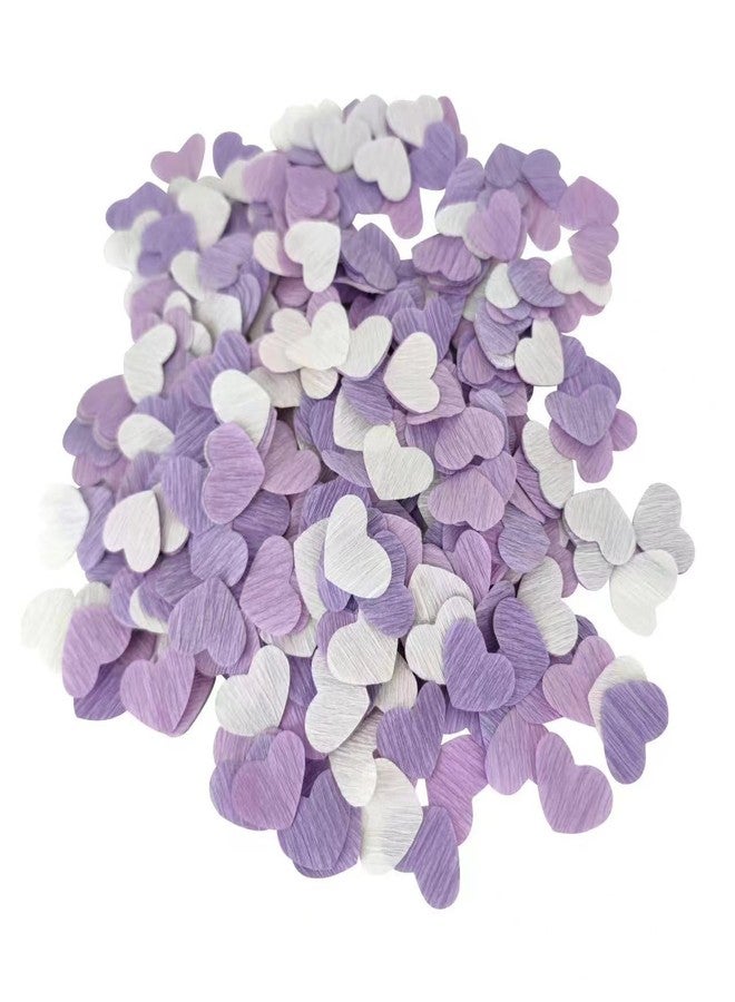 mybbshower Lilac White Crepe Paper 1 inch Heart Confetti for Table Decor Anniversary Violet Lavender Birthday Wedding Bridal Shower Girls Women Party Decorations 1000 Count - Image 1