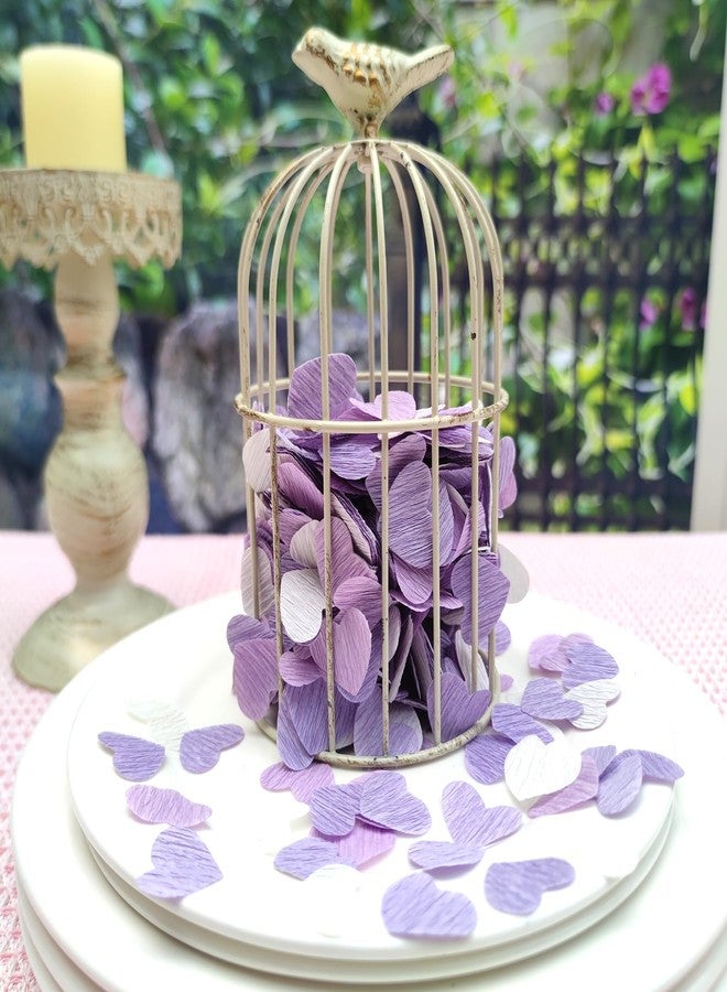 mybbshower Lilac White Crepe Paper 1 inch Heart Confetti for Table Decor Anniversary Violet Lavender Birthday Wedding Bridal Shower Girls Women Party Decorations 1000 Count - Image 3