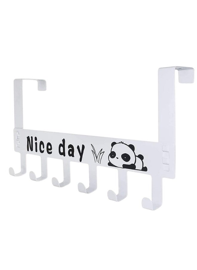 FALMER Door Hanger for Clothes Hanging Over Door Hook Wall Organizer Removable Hook Rack for Hanging Towel Multipurpose Hook Rail Nail-Free 6 Hooks White  - Image 2