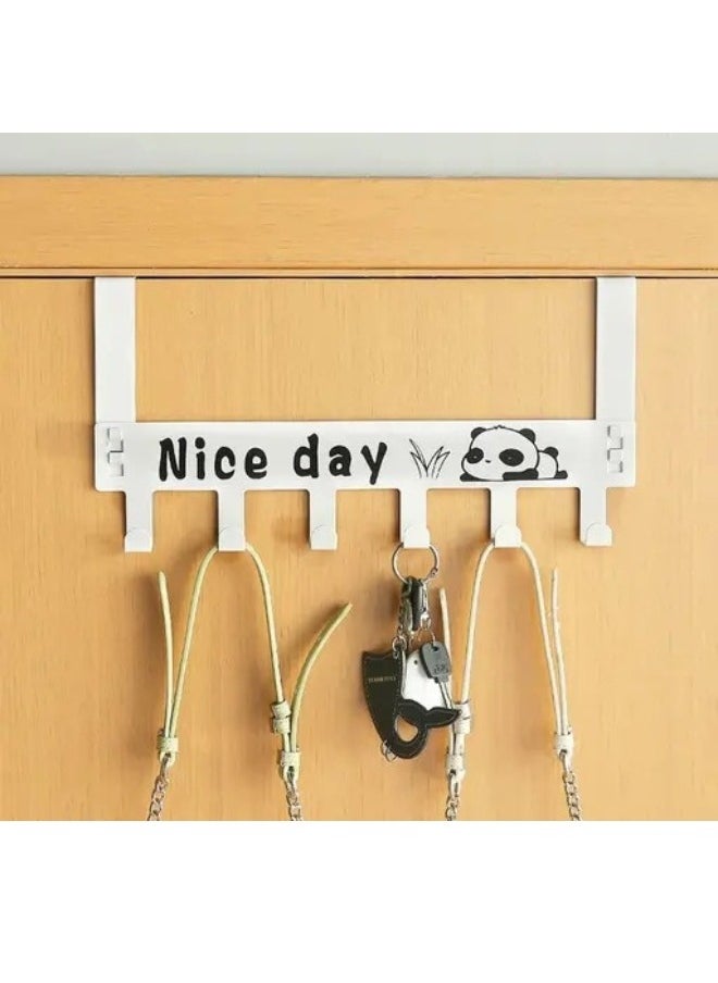 FALMER Door Hanger for Clothes Hanging Over Door Hook Wall Organizer Removable Hook Rack for Hanging Towel Multipurpose Hook Rail Nail-Free 6 Hooks White  - Image 4