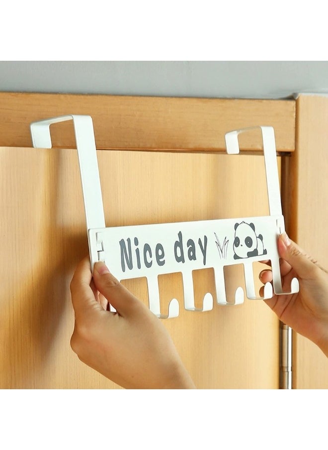 FALMER Door Hanger for Clothes Hanging Over Door Hook Wall Organizer Removable Hook Rack for Hanging Towel Multipurpose Hook Rail Nail-Free 6 Hooks White  - Image 5