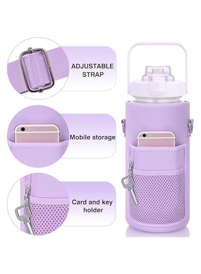 Generic Water Bottle Sleeves for Water Bottle 64oz Adjustable Shoulder Strap 2000ml, Water Bottle Holder with Phone Pocket and Key Chain for Walking Hiking - Image 2