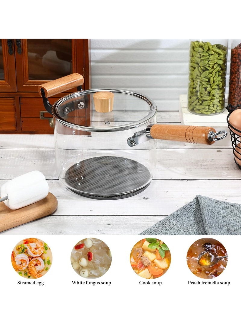 2.5L Glass Pot, Glass Saucepan with Cover, Wooden Handles, Heat-Resistant Glass Stockpot, Clear Cooking Pot for Soups, Sauces, and Stews  - Image 5