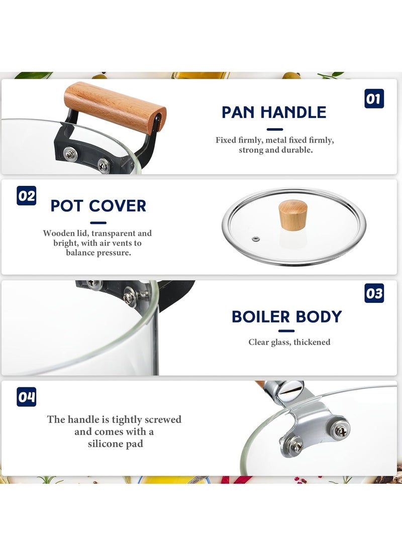 3.5L Glass Pot, Glass Saucepan with Cover, Wooden Handles, Heat-Resistant Glass Stockpot, Clear Cooking Pot for Soups, Sauces, and Stews - Image 5