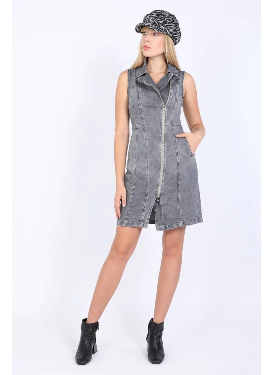 باني جينز Women's Gray Zippered Jeans Dress