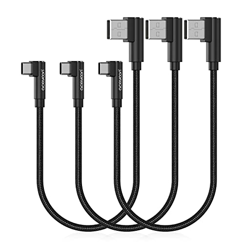aceyoon [3 Pack Right Angle USB Type C Charger Cable, 0.6ft Braided 90 Degree Elbow Charger Dual L Shape USBC Cable for iPhone 15 Pro Max Plus, Samsung Galaxy S9 S10, Pixel 2 3 3XL, P30 P20 Mate20 - Image 1