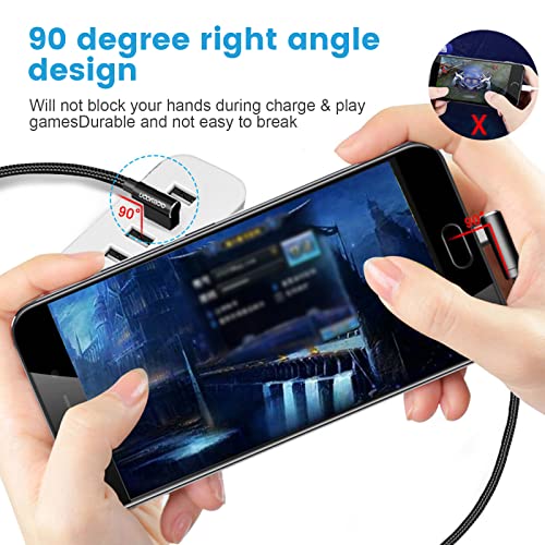 aceyoon [3 Pack Right Angle USB Type C Charger Cable, 0.6ft Braided 90 Degree Elbow Charger Dual L Shape USBC Cable for iPhone 15 Pro Max Plus, Samsung Galaxy S9 S10, Pixel 2 3 3XL, P30 P20 Mate20 - Image 2