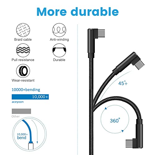 aceyoon [3 Pack Right Angle USB Type C Charger Cable, 0.6ft Braided 90 Degree Elbow Charger Dual L Shape USBC Cable for iPhone 15 Pro Max Plus, Samsung Galaxy S9 S10, Pixel 2 3 3XL, P30 P20 Mate20 - Image 5