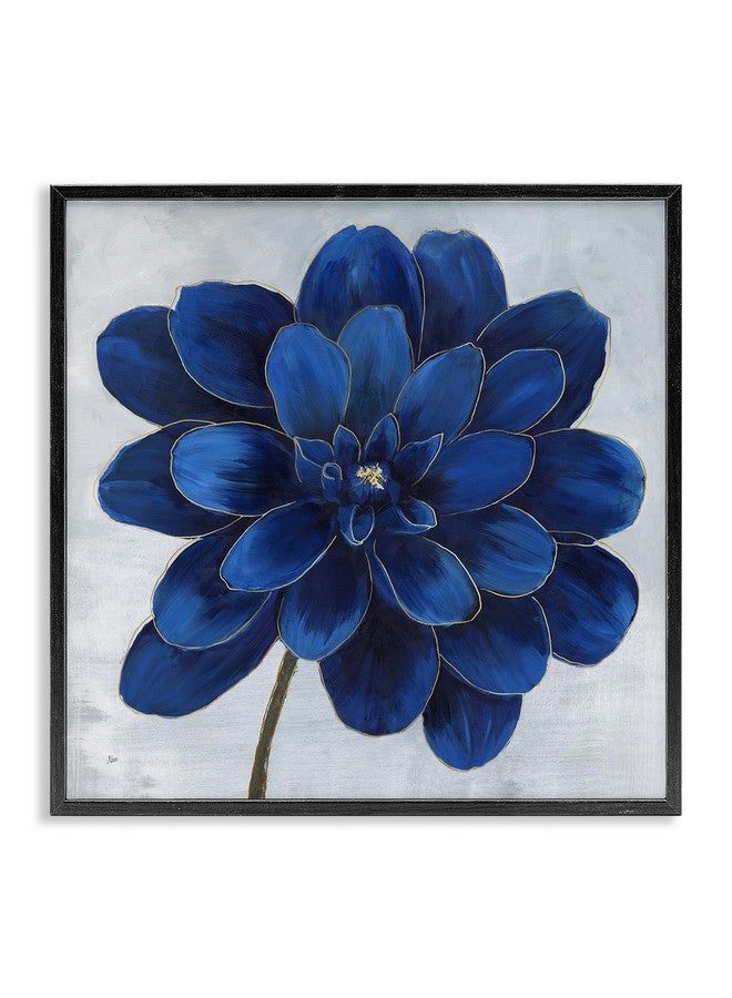 Stupell Industries Stupell Industries Modern Deep Blue Floral Carnation Flower Petal Outline, Design by Nan Black Framed Wall Art, 24x24  - Image 1