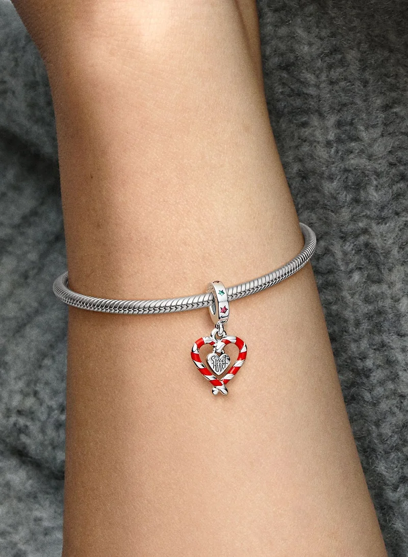 PANDORA Double Candy Cane Heart Christmas Dangle Charm