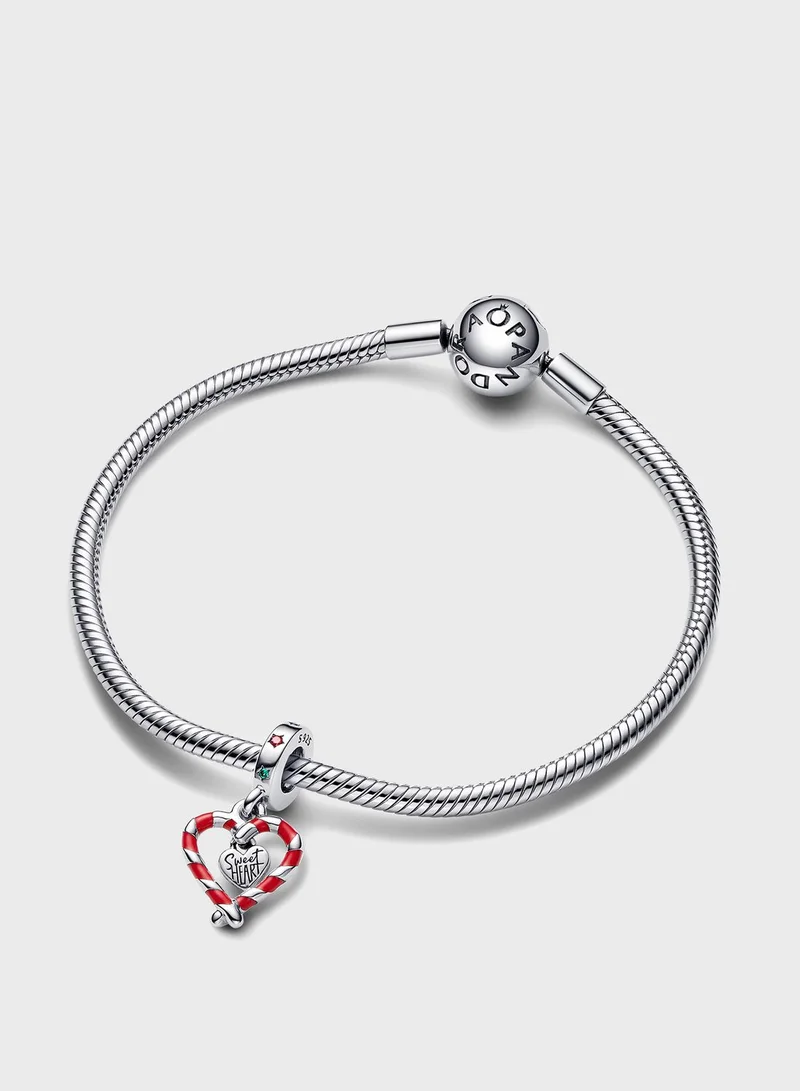 PANDORA Double Candy Cane Heart Christmas Dangle Charm