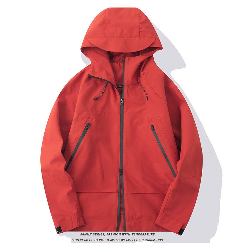 Generic 2024 New Spring and Autumn Thin Jacket Mens and Womens Sports Charge Jacket Breathable Waterproof Windbreaker Jacket brick red - Image 1