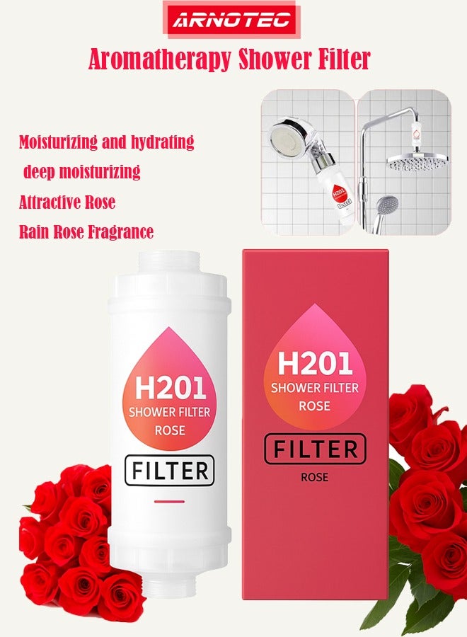 ARNOTEC Vitamin C Shower Filter with Aroma Therapy – Rose Scent Shower Head Filter for Hard Water, Chlorine & Fluoride Removal – Skin & Hair Care Water Softener, Universal Fit, Easy Installation, Eco-Friendly - Image 1