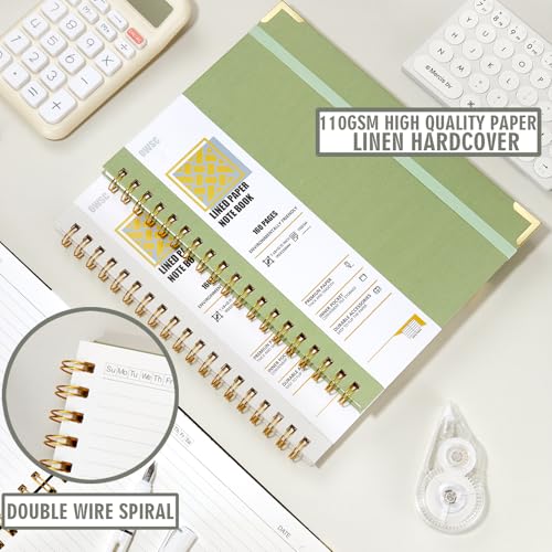 OWSC Lined Spiral Notebook with thick 110 GSM Papers, 320 Pages B5 Size College Ruled Notebook, Hardcover 7.1 x 10 Inches Journal for Women and Men, Notebooks for work, School (2 Pack B5 Grey Black) - Image 2