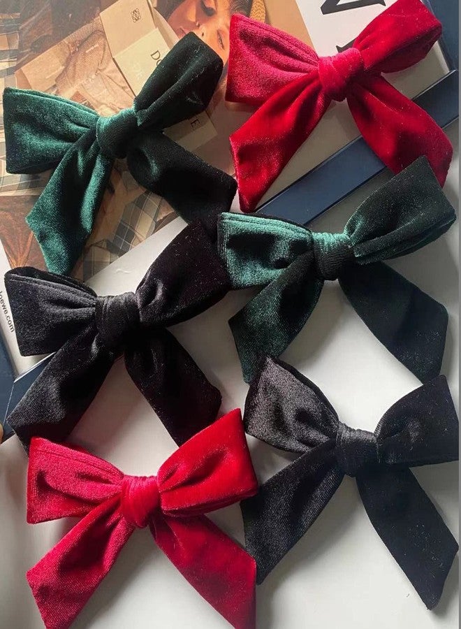 SALOCY Big Hair Bows 5 Inch Velvet Hair Bows Hair Clips for Baby Girls (Dark Green-2) - Image 5