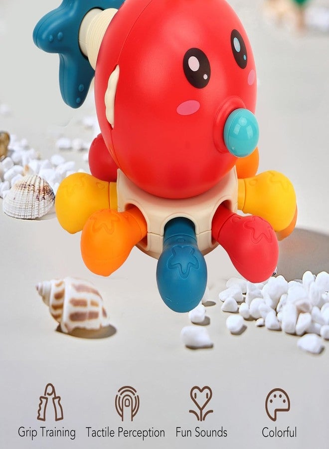 BLiSS HUES Silicone Rattle & Teether Toy- Baby Silicone Teething - Sensory Toys- Newborn Rattles Toys-Montessori Learning Developmental -6 Months+ (Octopus- Red) - Image 2