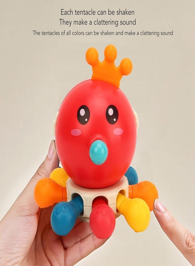 BLiSS HUES Silicone Rattle & Teether Toy- Baby Silicone Teething - Sensory Toys- Newborn Rattles Toys-Montessori Learning Developmental -6 Months+ (Octopus- Red) - Image 3