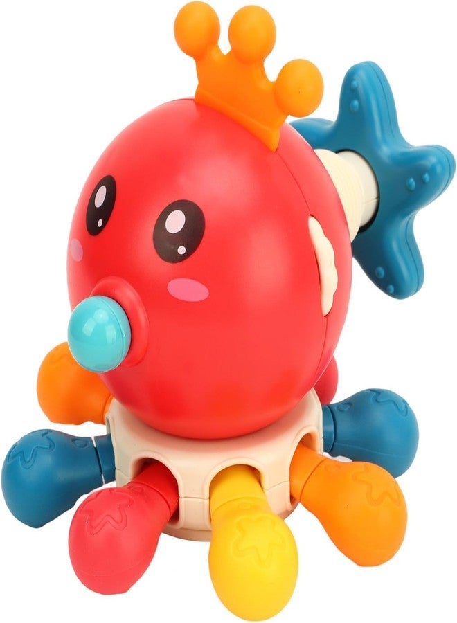 BLiSS HUES Silicone Rattle & Teether Toy- Baby Silicone Teething - Sensory Toys- Newborn Rattles Toys-Montessori Learning Developmental -6 Months+ (Octopus- Red) - Image 4