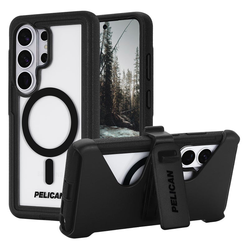Pelican Voyager Samsung Galaxy S26 Ultra Case [Magnetic & Wireless Charging] Cover w/24ft MIL-STD Drop Protection - Heavy Duty Case w/Belt Clip Holster for Samsung Galaxy S26 Ultra 6.9" - Black/Clear - Image 1