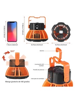 YOMYM Portable Camping Fans,Camping Lantern with Remote Control,180° Head Rotation USB Rechargeable Ceiling Fan,Portable Tent Fan for Outdoor Picnic,BBQ,Car  - Image 3