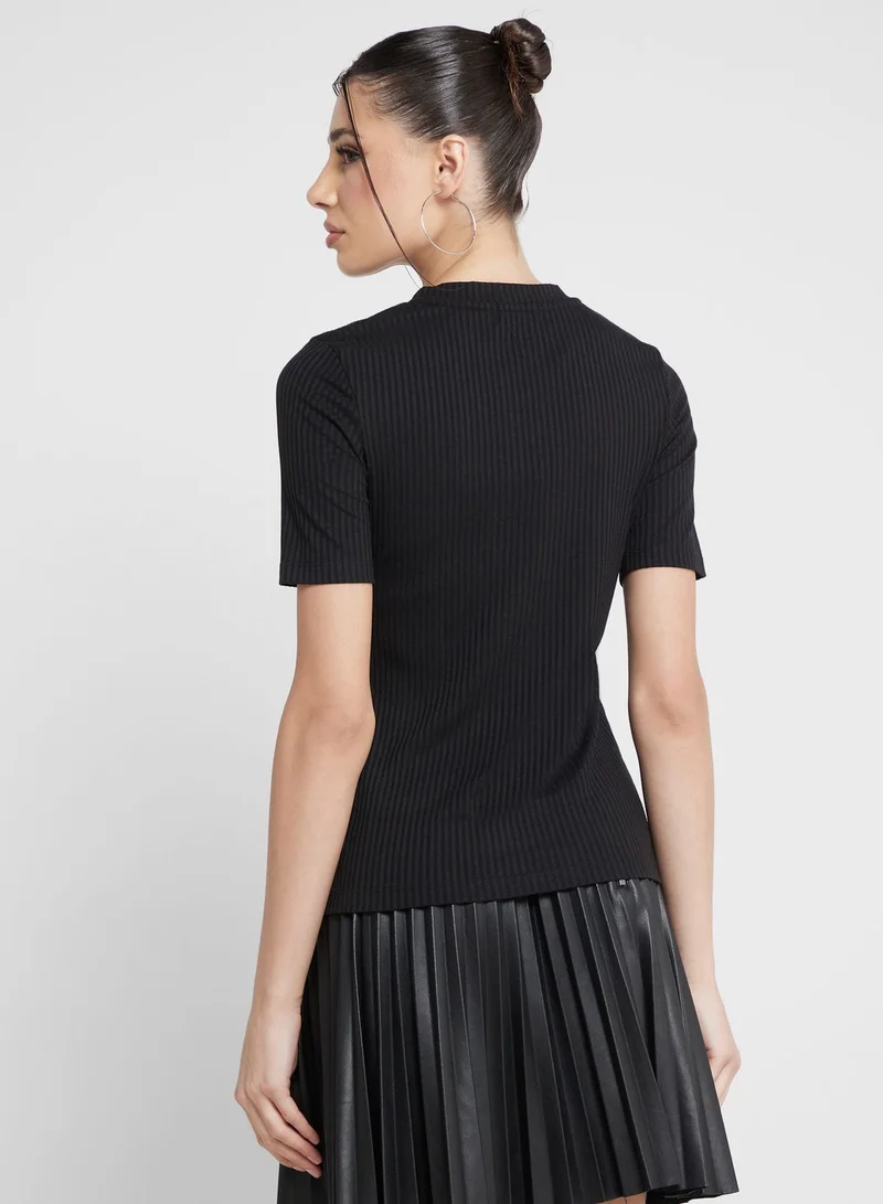 Ginger Ribbed Turtle Neck T-shirt
