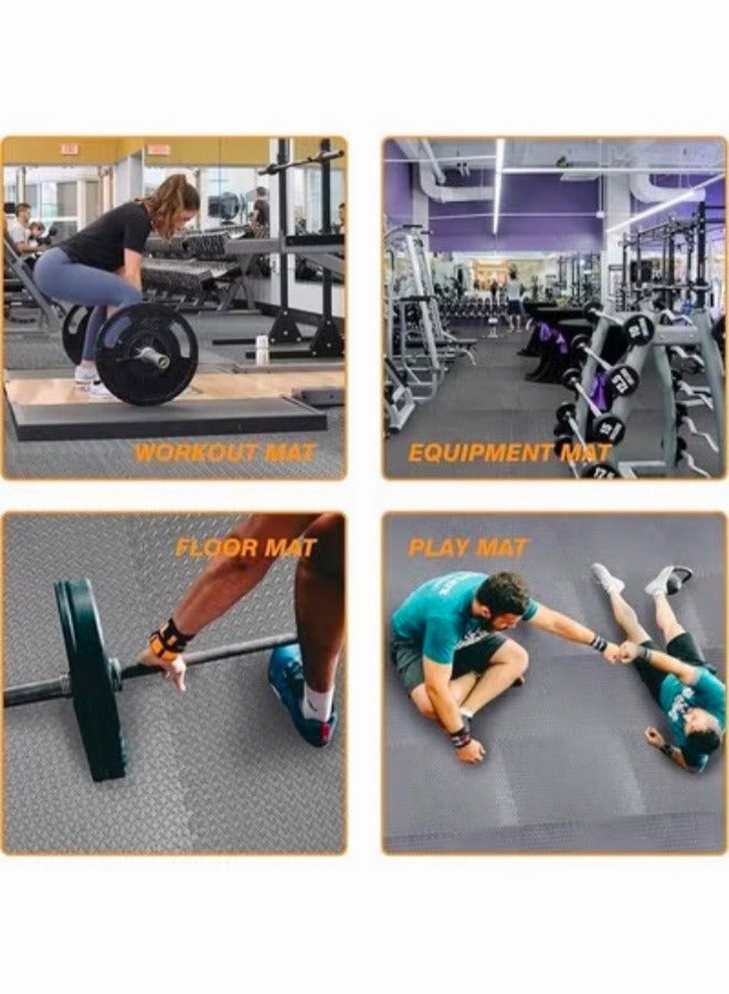 Generic 6/12/24/48PCS Gym Interlocking Exercise Floor Mat Tiles for Gym and Home Exercise Gym Mat, Thick and Soft EVA Foam Floor Padding with Border for Workout Equipment Floor Padding for Kids Baby Play Mat,12mm Thick Playmat for Home and Gym  - Image 4