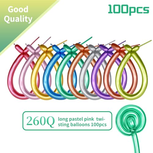 KAWKALSH 260 Metallic Multi Long Balloons for Balloon Garland Thickening Skinny Latex Twisting Animals Modeling Christmas Birthday Wedding Party Festival Decorations 100pcs - Image 5