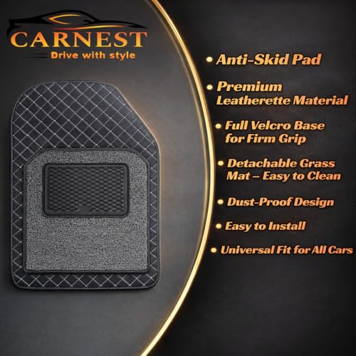 CARNEST 7D Luxury Leather Car Floor Mat | 100% Waterproof, Dustproof & Anti-Slip | Universal Fit Compatible with Black (Grand I10) - Image 2