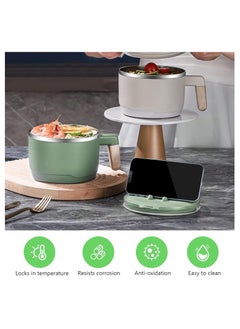 SYOSI Ramen Bowl Set Stainless Steel Ramen Bowl Bowl, Japanese Soup Bowl, 1000 ml Ramen Bowl with Lid, Double Insulated Sealed Bowl, Traditional Japanese Tableware (Green)  - Image 4