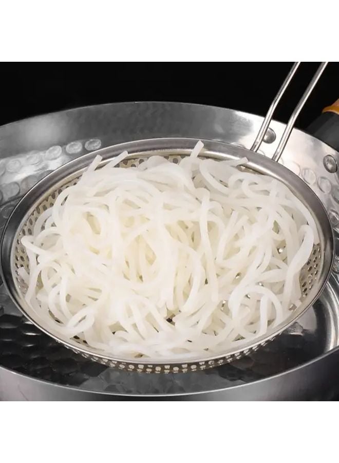 Stainless Steel Skimmer With Wooden Handle 3 In 1 Frying Draining Pasta Strainer - Image 4