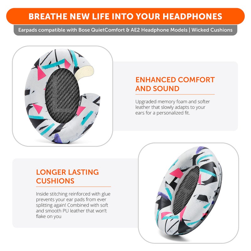 WC Wicked Cushions Upgraded Replacement Ear Pads for Bose QC35 & QC35ii (QuietComfort 35) Headphones & More - Softer Leather, Luxurious Memory Foam, Added Thickness, Extra Durability | 90's White - Image 4