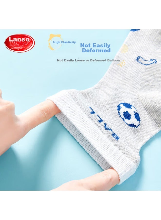LANG SHA Langsha Children's Socks, Boys' Summer Thin Mesh Socks, Baby Mid-calf Cotton Socks, 5 Pairs, Sports Soccer, XL - Image 4