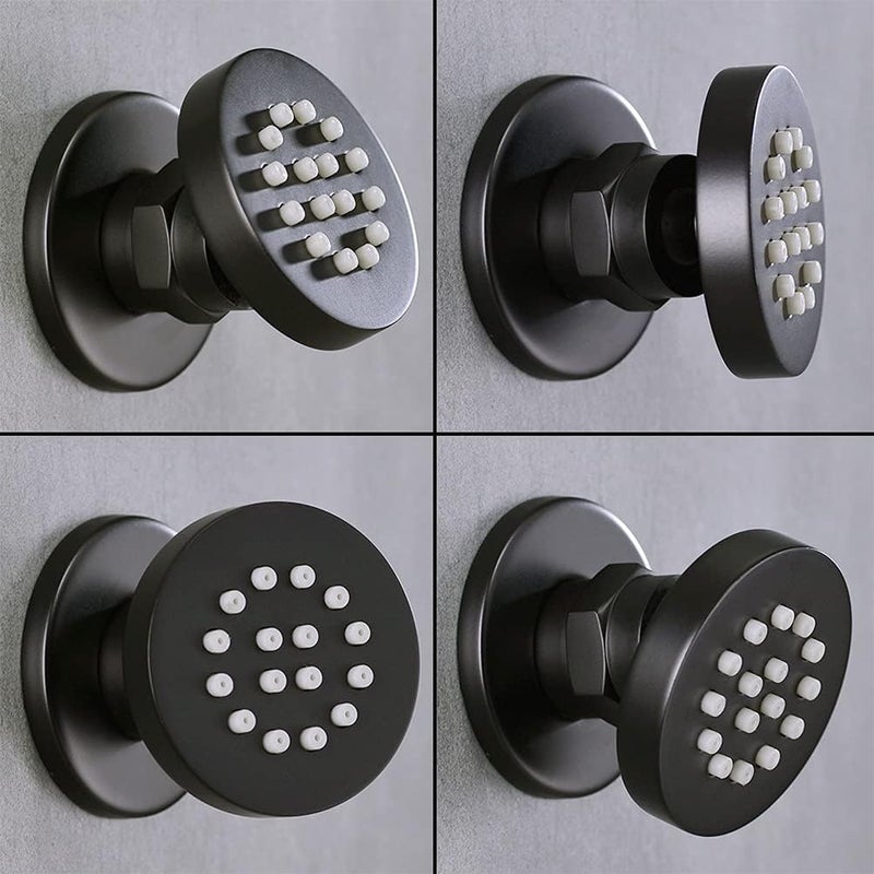 orhemus Solid Brass Body Spray Shower Jet - Round Massage Side Sprayer Spa System Shower Set Adjustable Wall Mounted, Matte Black Finish - Image 3