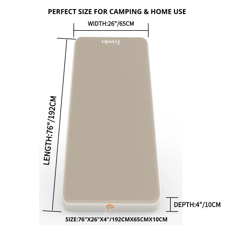 Freein 4" Drop Stitch Camping Air Mattress, Ultralight Inflatable Sleeping Pad with 7 PSI Firm Support, Fast 2â€“3 Min Inflation, Portable Backpacking & Tent Camping Bed, 76" x 26" - Image 3