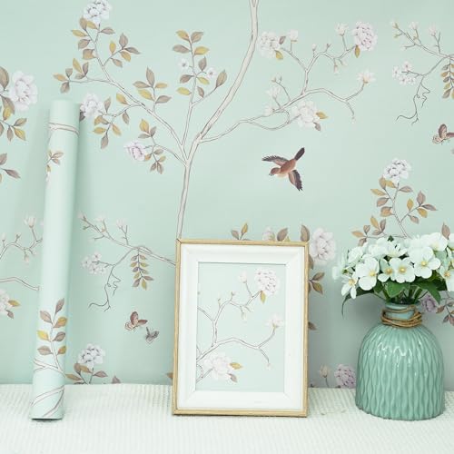 Hopepak Peel & Stick Blue Floral Wallpaper - Self-Adhesive, Removable, Cute for Bedroom, Bathroom, Nursery - 16.1''x78.7'' - Image 4