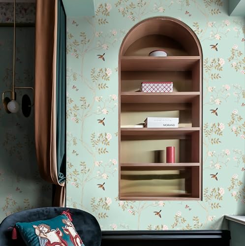 Hopepak Peel & Stick Blue Floral Wallpaper - Self-Adhesive, Removable, Cute for Bedroom, Bathroom, Nursery - 16.1''x78.7'' - Image 5