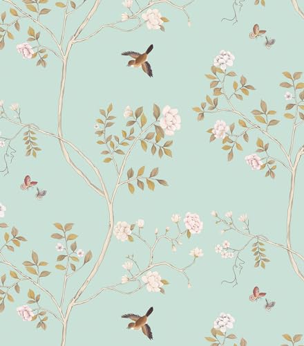 Hopepak Peel & Stick Blue Floral Wallpaper - Self-Adhesive, Removable, Cute for Bedroom, Bathroom, Nursery - 16.1''x78.7'' - Image 1