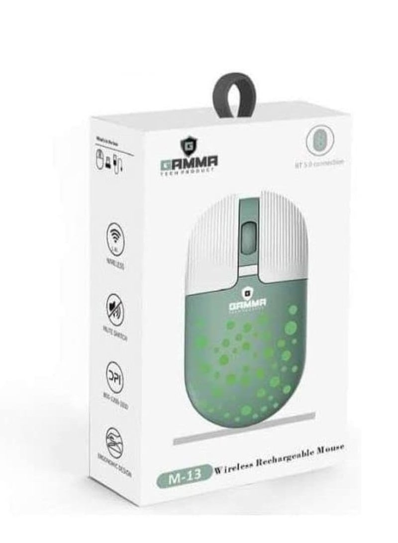 جاما ماوس لاسلكي قابل لإعادة الشحن يعمل بالبلوتوث، ماوس متعدد الأوضاع مع ماوس ألعاب لاسلكي RGB 2.4G - M-13 Mint - Image 4