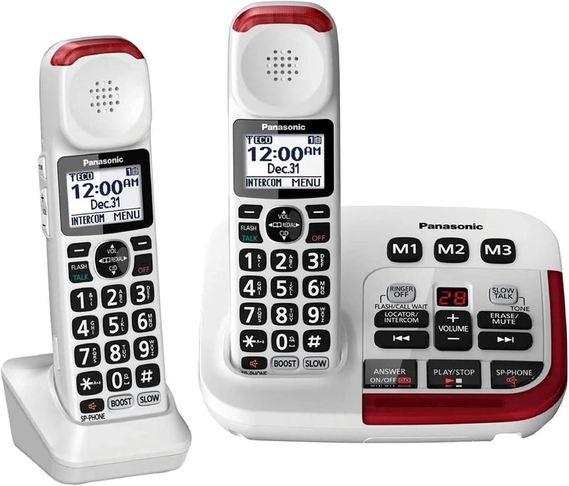 Panasonic KXTGM420W  1 KXTGMA44W Amplified Cordless Phone with Digital Answering Machine and Voice Volume Booster upto 40 dB 2 Handsets - Image 1