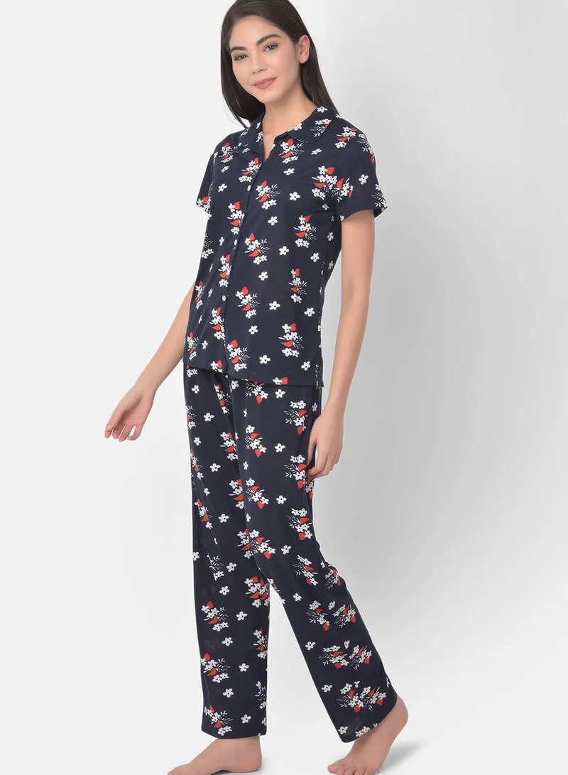 كلوفيا طقم بيجاما بطبعات (قميص + بنطال)