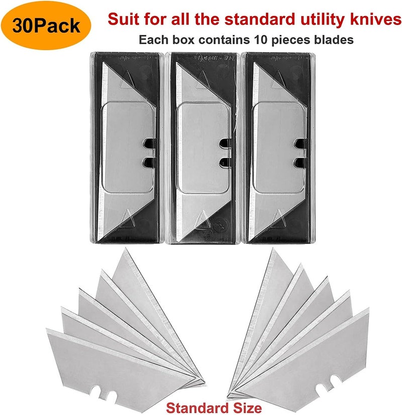Vickay 30 Pack Utility Knife Blades, SK5 Steel Heavy Duty Box Cutter Replacement Blades with Plastic Case, Standard Size Razor Blades for Most Standard Utility Knives - Image 2