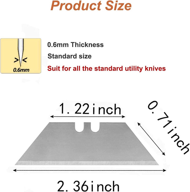 Vickay 30 Pack Utility Knife Blades, SK5 Steel Heavy Duty Box Cutter Replacement Blades with Plastic Case, Standard Size Razor Blades for Most Standard Utility Knives - Image 3