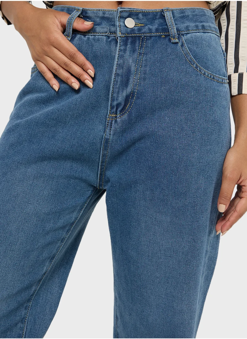 Ginger High Rise Straight Fit Jeans