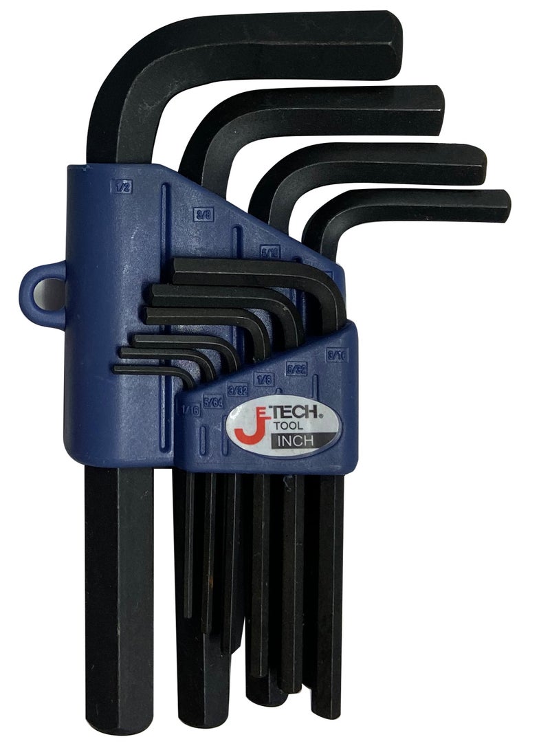 jetechtool Jetech 10-Piece Hex Key Wrench Set, Standard Length, Imperial, Heat-Treated, L-Style, Flat, Premium Alloy Steel with Black Finish 1/6 to 1/2 Allen Key Set - PS-B10IN - Image 1