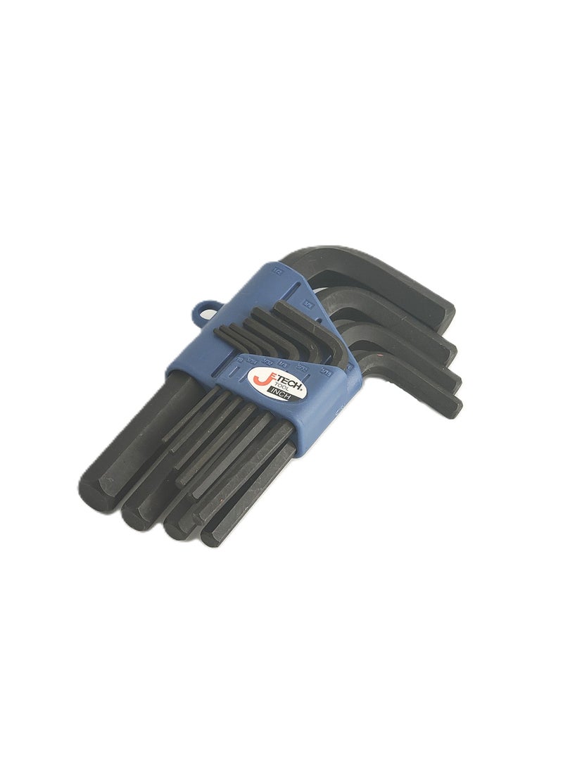 Jetechtool 10-Piece Hex Key Wrench Set, Standard Length, Imperial, Heat-Treated, L-Style, Flat, Premium Alloy Steel with Black Finish 1/6 to 1/2 Allen Key Set - PS-B10IN - Image 1