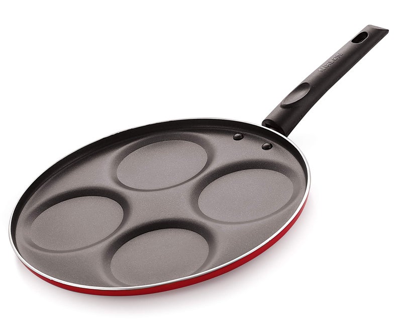 Nirlon Non Stick Aluminium Mini Pancake/Uttapam Tawa Pan 26.5cm (4 Cavity) RED[3mm Classic_UP4] - Image 4