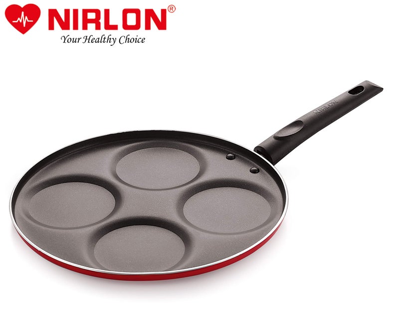 Nirlon Non Stick Aluminium Mini Pancake/Uttapam Tawa Pan 26.5cm (4 Cavity) RED[3mm Classic_UP4] - Image 2